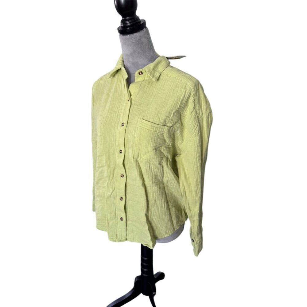 Billabong Women's Long Sleeve Button-Up Shirt Green Size M Casual